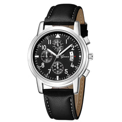 DISU Men Wrist Watch New Fashion Luxury Leather Band Analog Quartz Diamond watch man wrist watches day date mens watches
