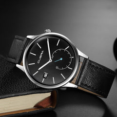 Man Wrist Watch Sport Stainless Steel Case Leather Band Quartz Analog wristwatch mens unique watch for men relogio masculino