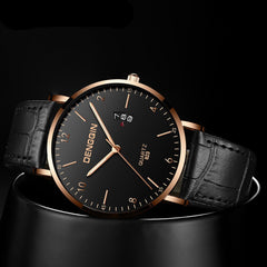 DISU Men Watch Luxury Quartz Sport Military Stainless Steel Dial Leather Band watch mens watches mens 2019 clock men