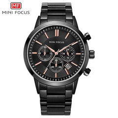 MINI FOCUS Fashion Men Watches 2019 Luxury Brand Stainless Steel Men's Watches Quartz Watches Men Waterproof Silver Watch Men