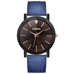 DISU Men Women Ladies Wrist Watch Leather Strap Line Analog Quartz watch man watches mens 2019 relogio masculino