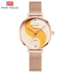MINIFOCUS Watches Women Fashion Watch 2019 Female Watch Gold Luxury Brand Womans Watch Ladies Stainless Steel Mesh Wristwatches