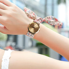 New Product Women Watches Geneva Brand Disc Ladies Quartz Wristwatch Flower Cloth Belt Clock Casual Dress Gift Montre Femino@50