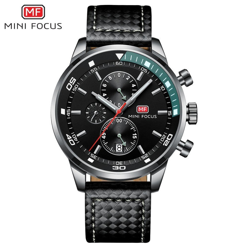 MINI FOCUS Watches Mens Luxury Brand Sport Watch Men Fashion Leather Wrist Watches Black Blue Coffee Male Clock For Gentleman