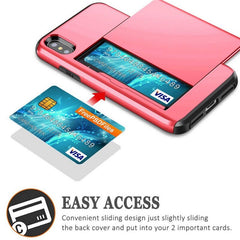 For iphone XS Max Hybrid Armor Slide Card Holder Back Cover For iphone 5 5s SE 6 6S 7 8 Plus X XS XR Shockproof Wallet Case