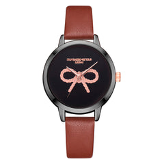 Hot Women's Watches Pink Bow Pattern Disc Ladies Quartz Movement Wristwatch Business Leather Strap  Clock Zegarki Damskie@50