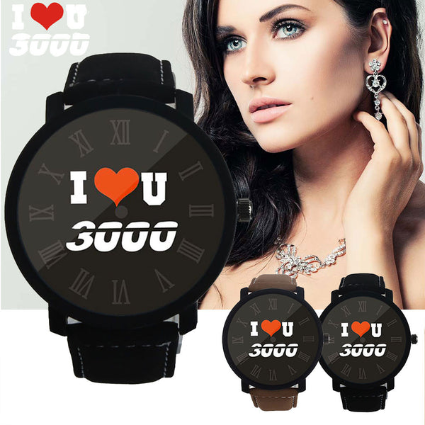 Men's Women Watch I LOVE YOU 3000 Fashionable Quartz Simple Leather Belt Watches Female Clock Relojes Hombre 2019 zegarek meski