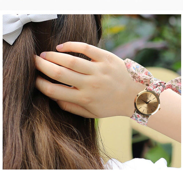 New Product Women Watches Geneva Brand Disc Ladies Quartz Wristwatch Flower Cloth Belt Clock Casual Dress Gift Montre Femino@50
