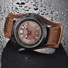 DISU Men Watch Military Quartz Leather Sports Wristwatch Mens wrist watches day date relogio masculino