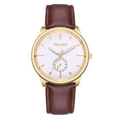 YOLAKO Men's Watch Luxurious Business Leather Belt Simple Mirror Quartz Watch Man Watches Mens 2019 relogio masculino
