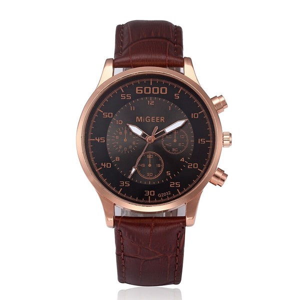 DISU Men Wrist Watch Retro Design Leather Band Analog Alloy Quartz watch men new arrival in men wristwatches mens watches