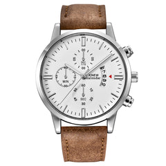 Men's Wristwatch Sport Stainless Steel Case Leather Band Quartz Analog Watch Man relojes hombre 2019 erkek kol saati