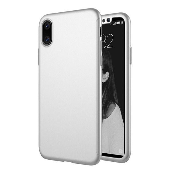 360 Degree Phone Cases For iPhone X 8 7 6 6s Plus 5 5s SE Case Ultra thin Hard PC Shockproof Armor Cover Shell Capa + Glass Film