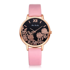 High Quality Women's Watches Plant Pattern Dial Ladies Fashion Quartz Wristwatch Leather FanTeeDa Casual Clock Reloj Mujer @50