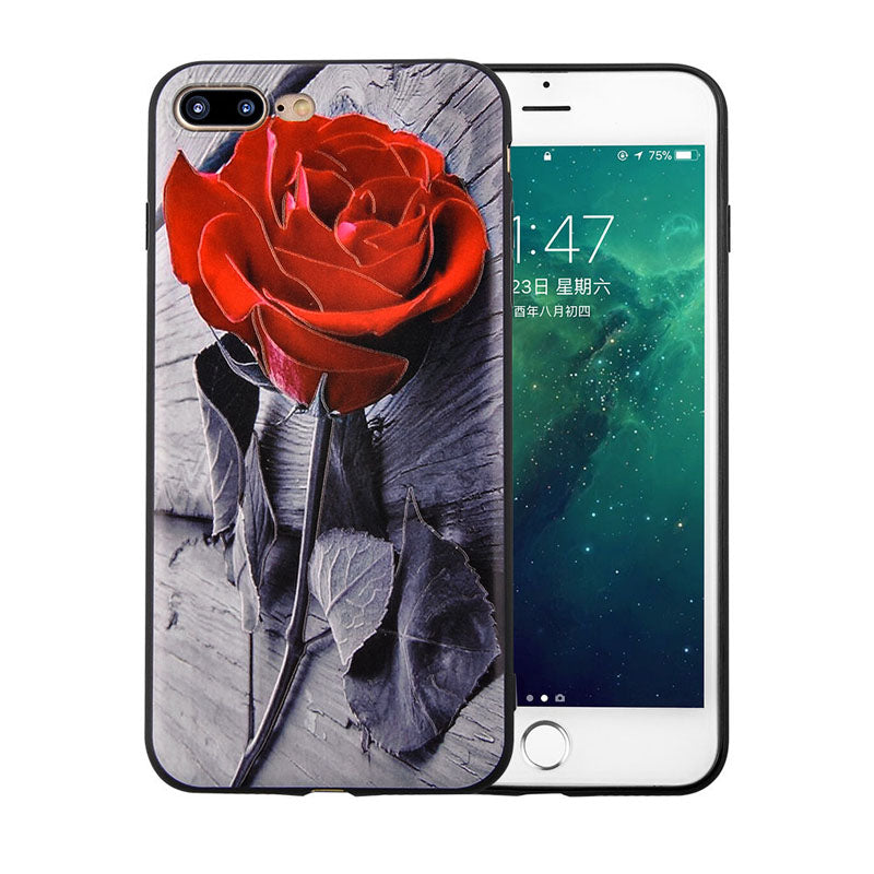 Retro Floral Flower Rose Phone Cases For iphone 8 7 6 6s Plus Fitted Cases 3D Relief Roses Soft TPU Full Protect Back Cover Capa