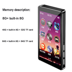 3.0 Inch Touch screen Metal MP3 Player Built-in Speakers Ultra thin 8GB MP3 Music Player Video playback with FM E-book