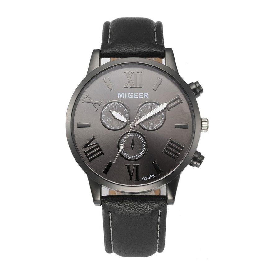 MIGEER Men Watch Classic Leather Strap Quartz Casual watch man watches mens 2019 men wristwatch clock