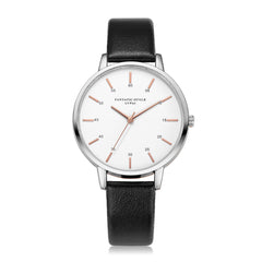 Hot Sale Women Watches Silver Border Scale Disc Ladies Quartz Wristwatch Solid Color Leather Strap Clock Fashion Reloj Mujer@50