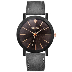 DISU Men Women Ladies Wrist Watch Leather Strap Line Analog Quartz watch man watches mens 2019 relogio masculino