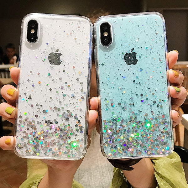 Fashion Glitter Bling Star Phone Cases For iphone 11 Pro MAX XS Max XR X 8 7 6 6SPlus Soft TPU Shining Sequins Transparent Cover