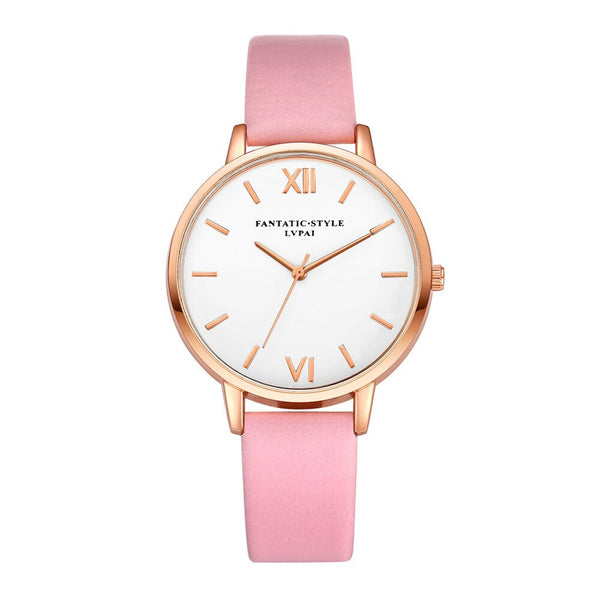 Modern Women's Watches Rose Gold Dial Fashion Ladies Quartz Wristwatch High Quality Leather Strap Casual Gift Clock Female@50