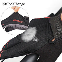 CoolChange Windproof Cycling Gloves Full Finger Sport Riding MTB Bike Gloves Touch Screen Winter Autumn Bicycle Gloves Man Woman
