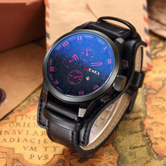 Men's Watch Fashion Three Eyes Calendar Leather Strap Quartz Watch Man Reloj Hombre 2019 Men Wristwatch Clock relogio masculino