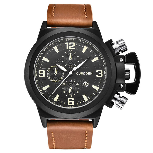 DISU Men Watch Leather Quartz Luxury Brand Waterproof Wristwatch Mens wrist watches day date relogio masculino