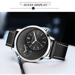 MINI FOCUS Two Time Zones Creative Watch Man 2019 Top Brand Luxury Men Watch Leather Quartz Fashion Male Clock Relogio Masculino