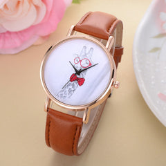Women Watches Exquisite Cute Deer Pattern Dial Ladies Casual Quartz Wristwatch Simple Leather Strap Clock Dress Reloj Mujer @50