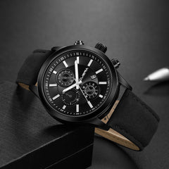 DISU Men Wrist Watch Leather Band Quartz Analog watch man watches mens 2019 relogio masculino
