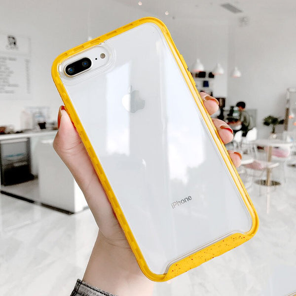 Candy Color Wave point Frame Shockproof Case For iphone 11 XS Max XR 6 6s 7 8Plus Transparent TPU +PC Hard Protective Phone Case
