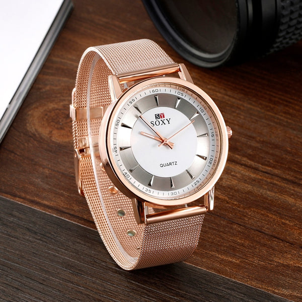 Rose Golden watches for men Luxury Business Steel Watches Women Retro Reloj Hombre Quartz Wrist watch Clock reloj mujer Relogio