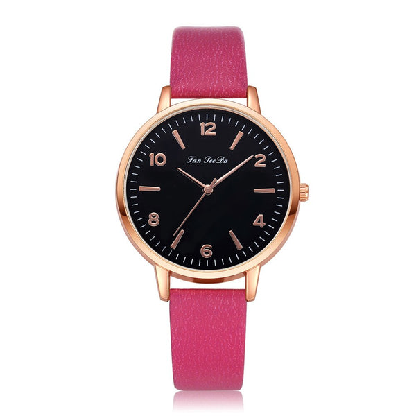 Best Selling Women Watches Black Scale Dial Ladies Simple Quartz Wristwatch Many colours Leather Strap Clock  Zegarki Damski @50