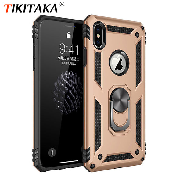Armor Shockproof Phone Case For iphone X 8 7 6 6s Plus XS MAX XR Car Magnetic Cases Finger Ring Holder Case Cover