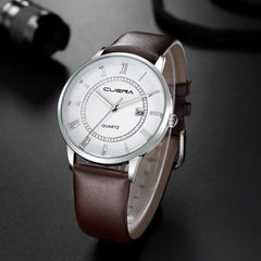 DISU Men Wrist Watch Luxury Quartz Military Stainless Steel Dial Leather Band wristwatch mens watches mens 2019 clock men