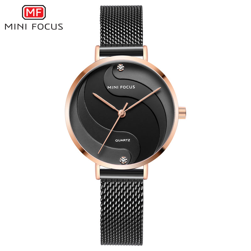 MINIFOCUS Watches Women Fashion Watch 2019 Female Watch Gold Luxury Brand Womans Watch Ladies Stainless Steel Mesh Wristwatches