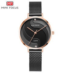 MINIFOCUS Watches Women Fashion Watch 2019 Female Watch Gold Luxury Brand Womans Watch Ladies Stainless Steel Mesh Wristwatches
