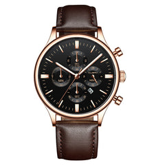 Men's Watch Fashion Sport Stainless Steel Case Leather Band Quartz Analog Wrist Watch Man Reloj Hombre 2019 relogios masculinos