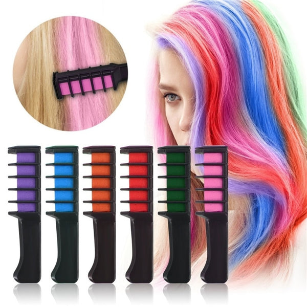 1Pc Disposable Fashion 6 Color Temporary Hair Chalk Color Comb Dye Cosplay Colorful Hair Styling Dyeing Pigment Small Comb TSLM2