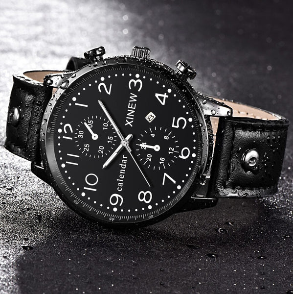 Men Wrist Watches Fashion Sports Date Analog Quartz Leather Stainless Steel Watch Man relojes hombre 2019 montre homme