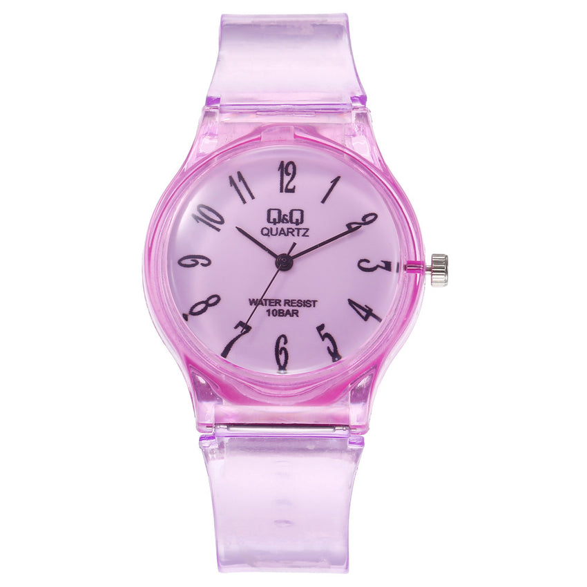 New Women Watches Roman Numeral Dial Ladies Quartz Wristwatch Transparent Jelly Color Silicone Strap Simple Clock Reloj Mujer@50