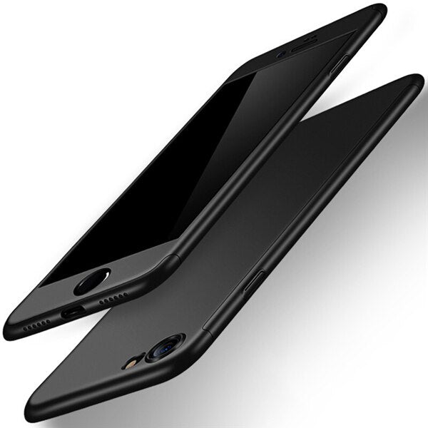 360 Degree Full Cover Anti-fall Phone Case For iPhone 6 6S Plus X Xs Max Xr 7 8 Plus With Tempered Glass Case Hard PC Shell Capa