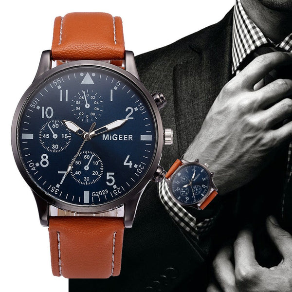 DISU Men Wristwatch Retro Design Leather Band Analog Alloy Quartz watch man new arrival in men wrist watches mens watches