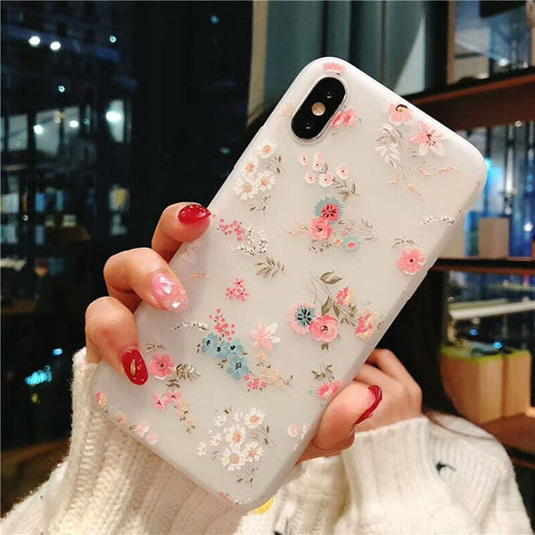 Fashion Flower Silicon Phone Case For iPhone 7 8 Plus Rose Floral Leaves Cases For iPhone X 7 6 6S Plus 5 5S SE Soft TPU Cover
