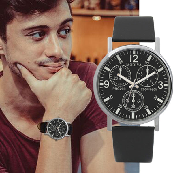 Men's Watch Three Eye Quartz Blue Glass Belt Watch Man new arrival in men wrist watches Reloj Hombre 2019 relogio masculino