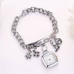 Women Watches Featured Alloy Rhinestone Love  Quartz Wristwatch Bracelet Watch Luxury Gold  Clock Ladies Zegarki Damskie@50
