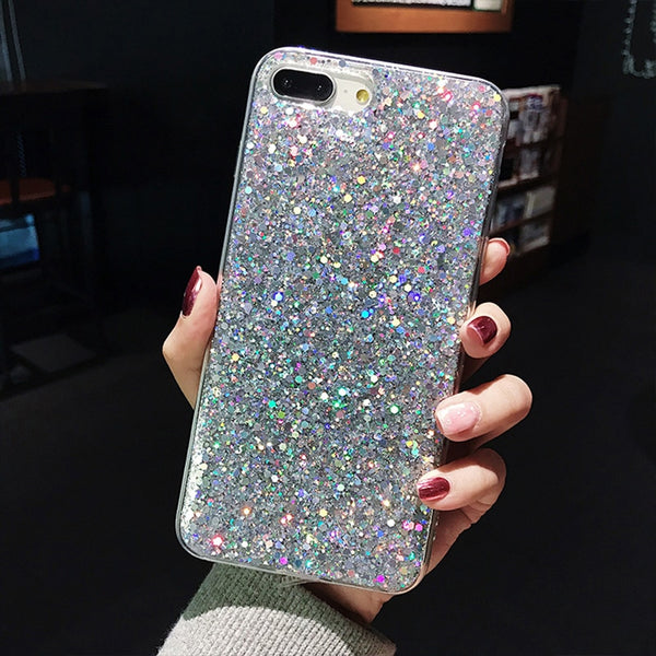 Shinning Glitter Cases For iphone 6 6S 8 Plus X XR XS Max Soft Love Heart Phone Silicon TPU Capa Fundas for iPhone 7Plus