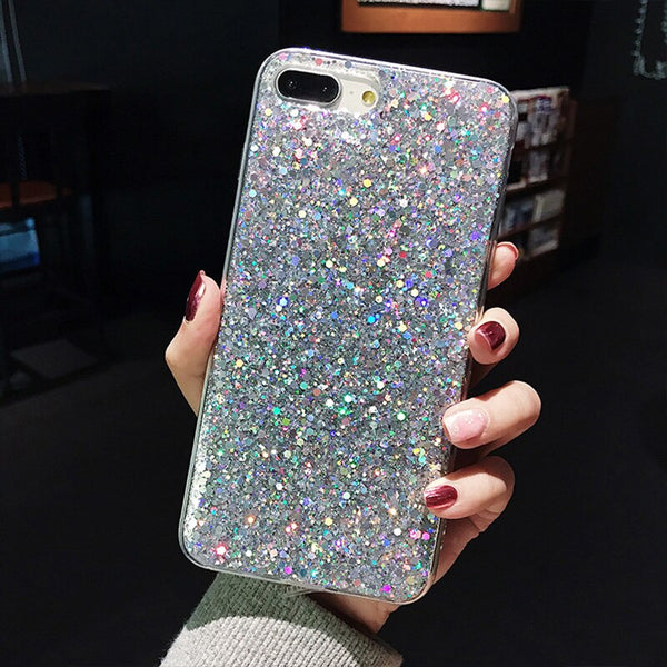 Shinning Glitter Cases For iphone 6 6S 8 Plus X XR XS Max Soft Love Heart Phone Silicon TPU Capa Fundas for iPhone 7Plus