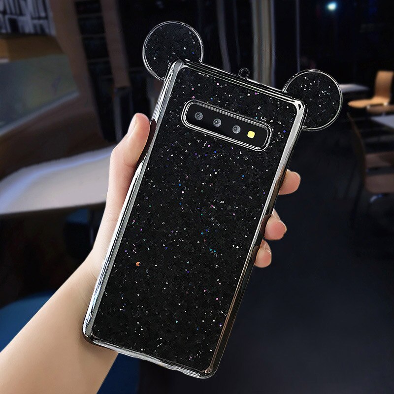 Glitter Powder Sequins Mouse Ear Cases For Samsung Galaxy S9 S10 Plus S10 S10e Electroplated Soft Silicone Shockproof Cover Case